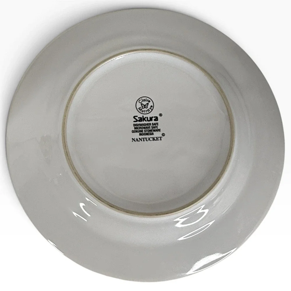 4 Sakura Salad Plates Nantucket Stoneware Claire Murray Complete Set 8.25